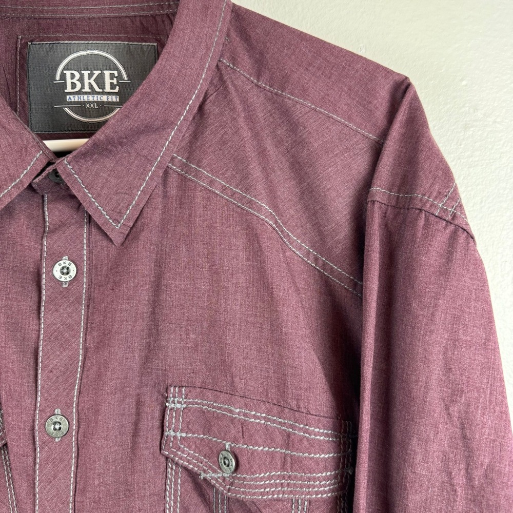 BKE BUCKLE Athletic‎ Fit Men's Burgundy Long Sleeve Button Down Shirt XXL